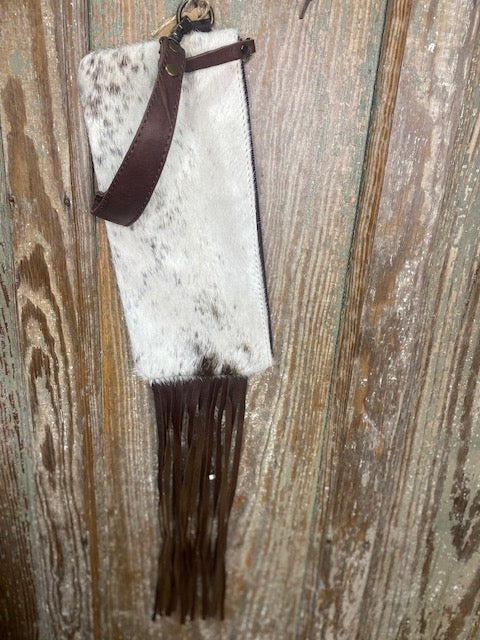 Cowhide Leather Medium Wristlet with Fringe 5.0