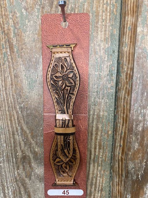 Watch Band: Floral Tooled Leather