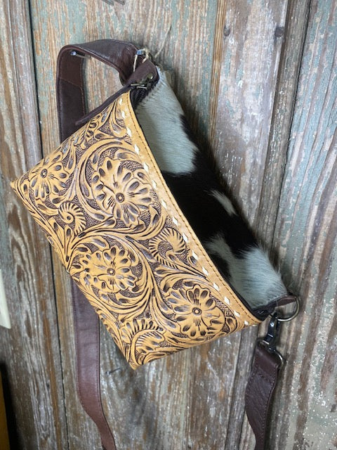 Tooled Leather Cowhide Fanny Pack