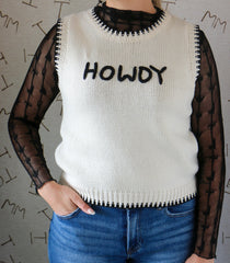White/Black Howdy Pullover Sweater