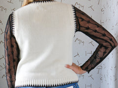 White/Black Howdy Pullover Sweater