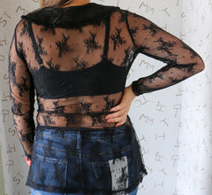 Collar Lace Top Black
