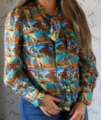 Vintage Popart Cowboy Chiffon
