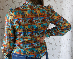 Vintage Popart Cowboy Chiffon