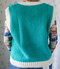 Turquoise Horseshoe V Neck Sweater