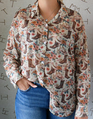 FLORAL BOOT MESH TOP