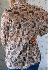 FLORAL BOOT MESH TOP