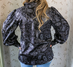 Satin Black Western Things Blouse