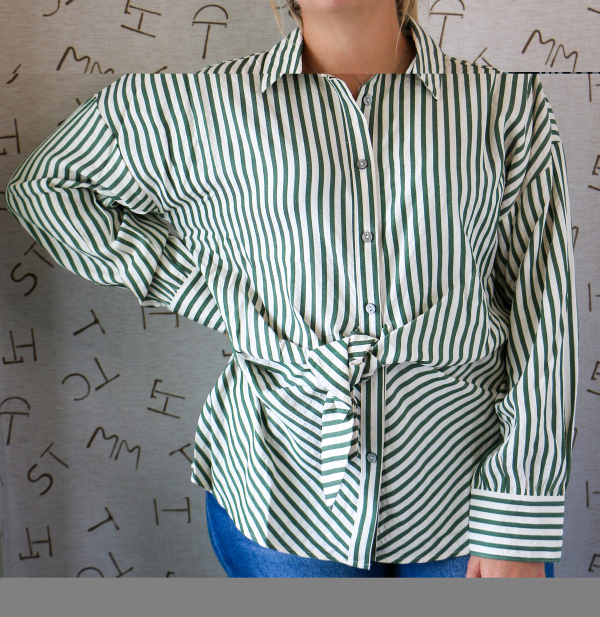 Striped Long Sleeve Self-Tie