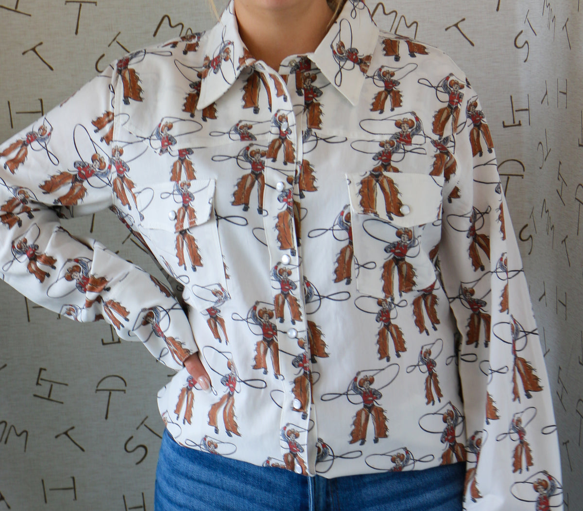 Roping Cowboy Pearl Snap