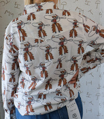 Roping Cowboy Pearl Snap