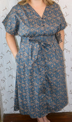 Floral Belted Midi Dress with Slit