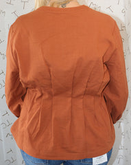 Caramel V-Neck Pintuck