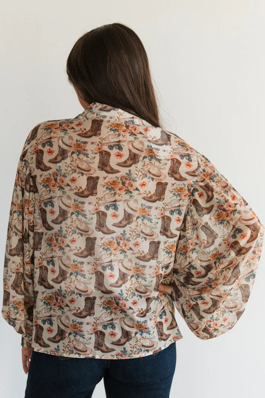 FLORAL BOOT MESH TOP