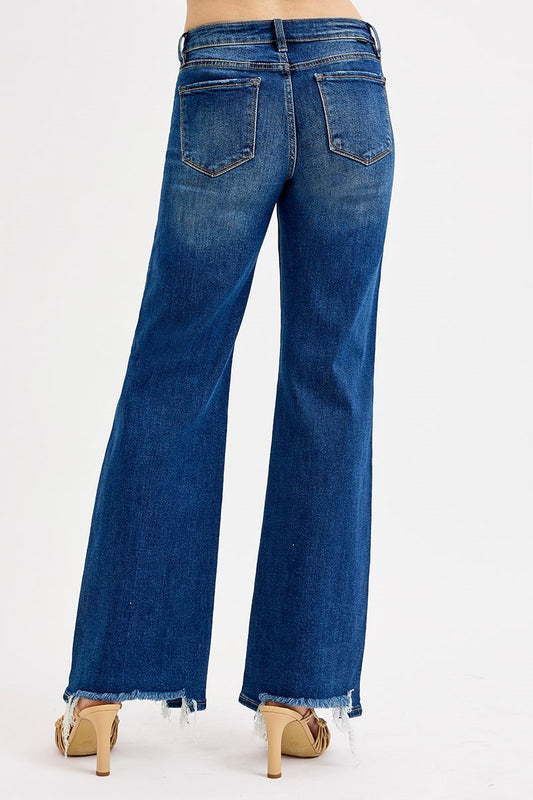 Risen Low Rise Wide Leg Jeans