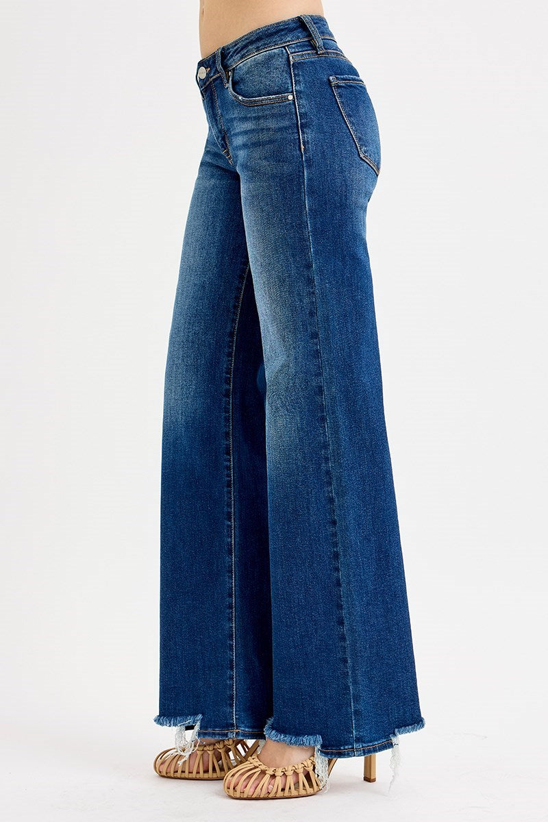 Risen Low Rise Wide Leg Jeans