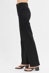 RISEN Black High Rise Wide Jeans