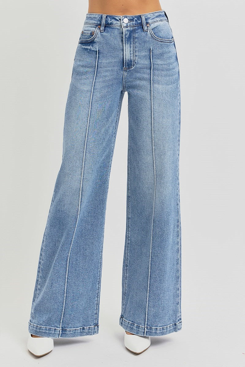 Risen High Waist Wide Leg Pintuck