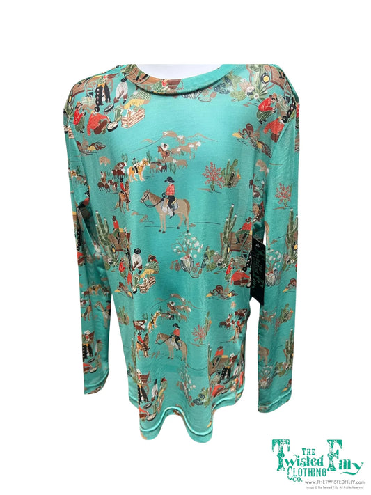 Turquoise Wagon Youth Mesh Top