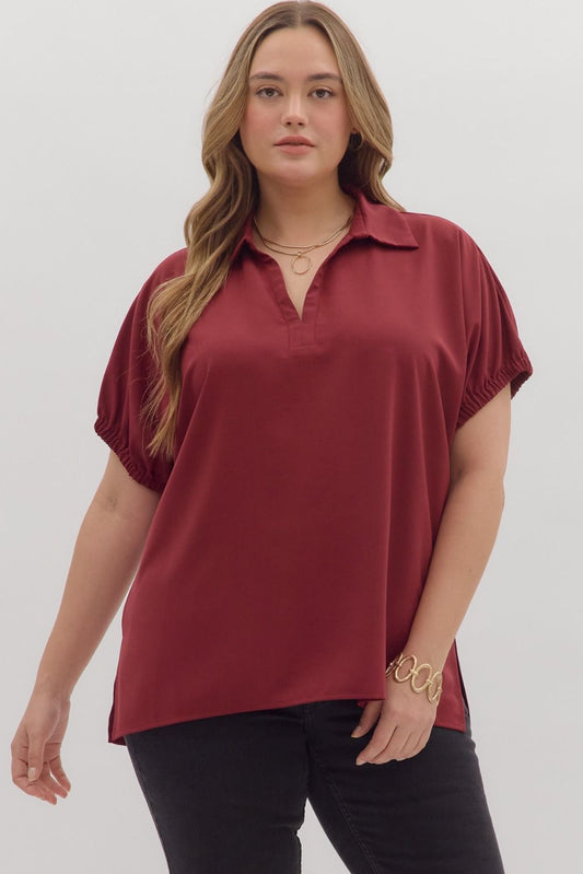 Short Sleeve Split Collar