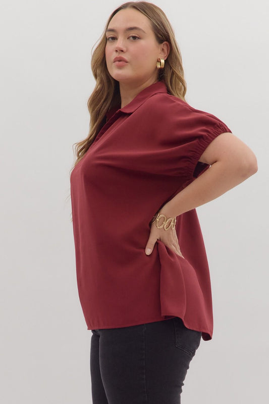 Short Sleeve Split Collar