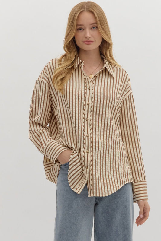 Textured Striped Pattern Long Sleeve