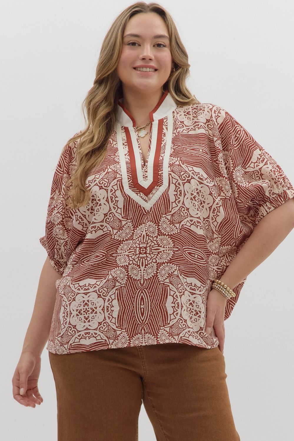 Multi-Pattern Dolman Sleeve Top