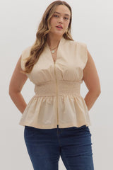 Smocked Waist Peplum Hem Top