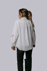 Cut Out Embroidery Pearl Snap Button Down Shirt