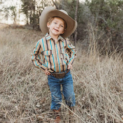 Tan Stripe Vintage LS Pearl Snap