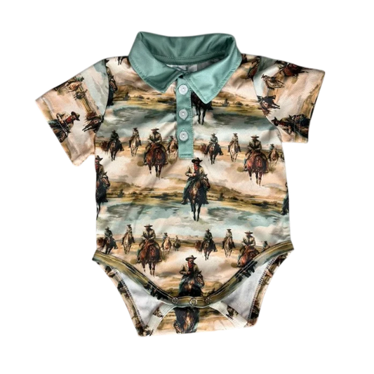 Shea Baby Sunrise Cowboy SS Polo Onesie