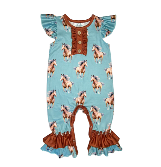 Running Horse SS Romper: Shea Baby