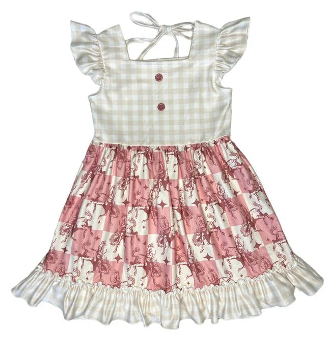 Plaid Bucking Horse Dress: Shea Baby