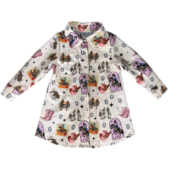 Pink Vintage Cowgirl LS Pearl Snap Dress