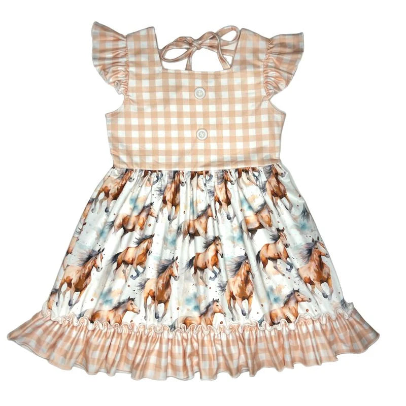 Running Horse Plaid Dress: Shea Baby
